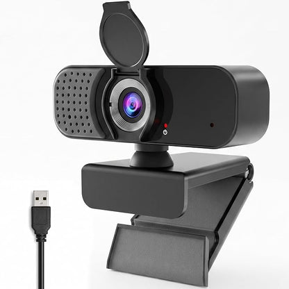 1080P Webcam with Microphone and Physical Privacy Cover, Noise Cancelling USB Web Camera, Auto Light Correction, Plug and Play, Wide Angle PC Camera for Zoom, Online Class, Laptop/Desktop