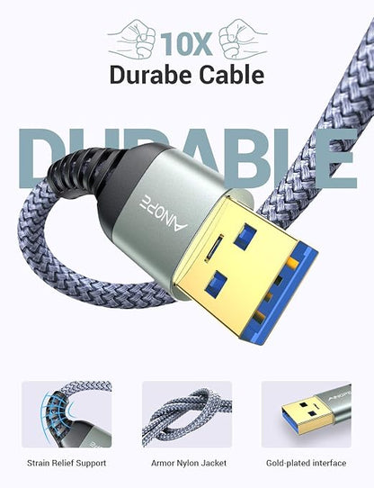 AINOPE USB to USB Cable, 1.5FT*2Pack USB 3.0 A to A Male to Male Cable [Never Rupture] Double End Type A Cord for Data Transfer, Compatible with Hard Drive Enclosures, Laptop Cooler, KVM, DVD Player
