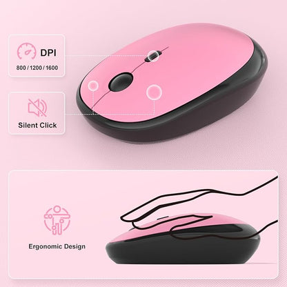 MOFII Wireless Keyboard and Mouse Combo,2.4G Typewriter Keyboard Quiet Mice | Retro Full Size Computer Keyboards, Cute Mouse, USB Dongle Plug and Play, for PC,Laptop,Desktop,Windows (Plum Pink Gradient)