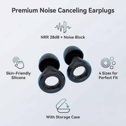 Ear Plugs for Noise Reduction – Reusable Silicone Earplugs with Filter Technology for Sleeping, Travel, Focus, Concerts & Motorcycling Ear Plug +8Tip (Ring-Black)