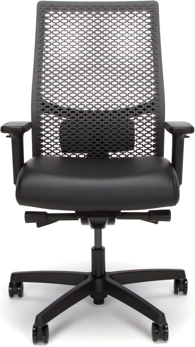 HON Ignition 2.0 ReActiv Ergonomic Office Chair, Mesh Desk Chair with Lumbar Support, Advanced Synchro‑Tilt, Height and Width Adjustable Arms, Swivel Wheels, Black Frame, Black