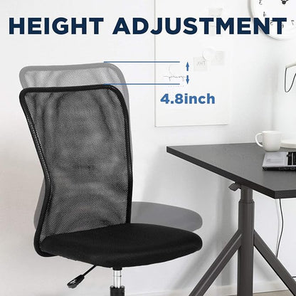 FDW Home Office Chair Mid Back Mesh Desk Chair Armless Computer Ergonomic Task Rolling Swivel Chair Back Support Adjustable Modern with Lumbar Support,Black