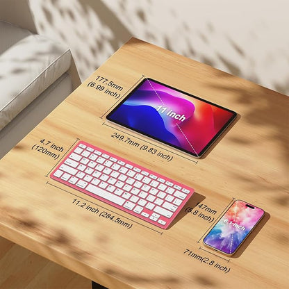OMOTON Ultra-Slim Bluetooth Keyboard for iPad 11th/10th/9th/8th/7th, iPad Pro/Air/Mini and iPhone Series, Wireless iOS Keyboard with 12 Multimedia Keys for Office, Home, Travel, School,Red