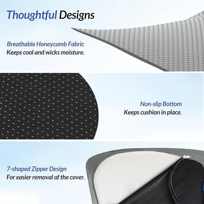 ZIKEE Pioneering Seat Cushion for Pressure Relief, Ergonomic Office Chair Cushion for Sciatica, Back, Hemorrhoids & Tailbone Pain Relief, High-Density Memory Foam Car Seat Cushion with Anti-Slip Base