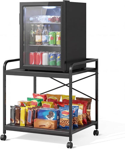 Printer Stand, 22''W X 20''D X 22.4''H Mini Fridge Stand, 3D Printer Table with Storage, Large Printer Cart with Height Adjustable Shelf, Rolling Printer Cart with Wheels for Home Office, Black