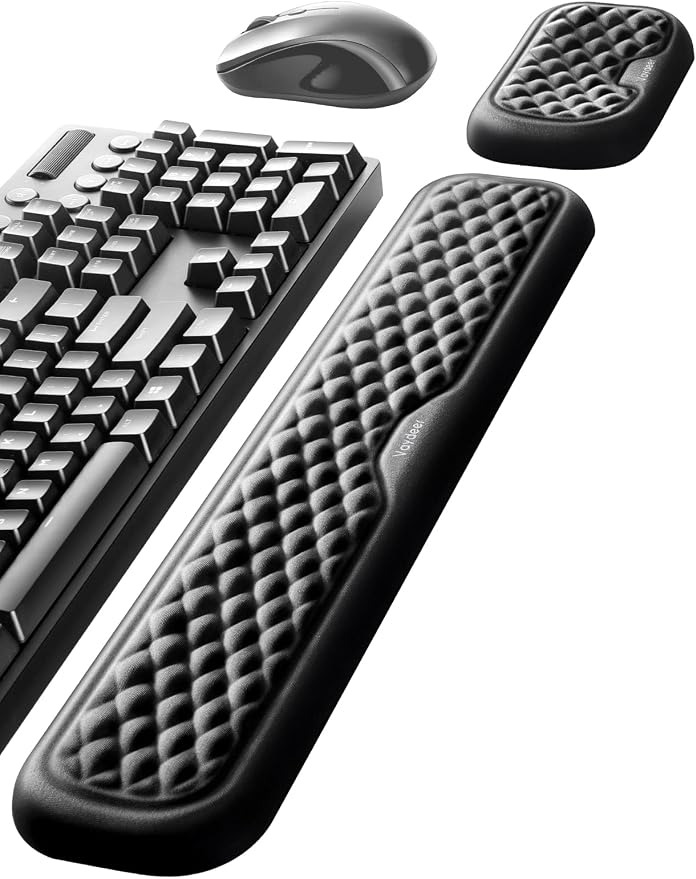 Vaydeer Wrist Rest for Keyboard and Mouse, Computer Ergonomic Wrist Support Pad, Soft Memory Foam Arm Cushion for Desk, Palm Hand Office Laptop Typing
