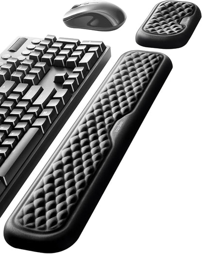Vaydeer Wrist Rest for Keyboard and Mouse, Computer Ergonomic Wrist Support Pad, Soft Memory Foam Arm Cushion for Desk, Palm Hand Office Laptop Typing
