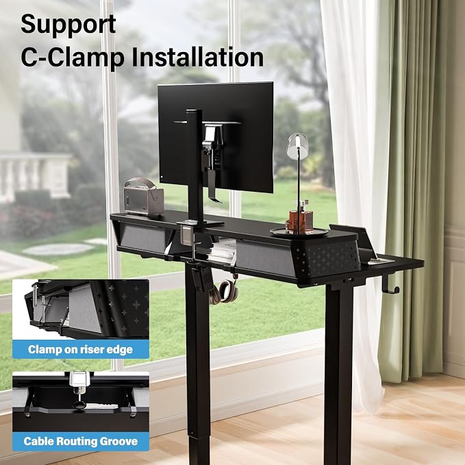 Electric Standing Desk with Two Drawers,48 x 24 Inch Sit Stand Desk Adjustable Height, Stand Up Desk with Storage Shelf, Computer Workstation for Home Office, Black