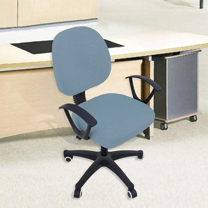 Smiry Stretch Jacquard Office Computer Chair Covers, Removable Washable Universal Desk Rotating Chair Slipcovers Protector, Seat + Backrest Cover, Airy Blue