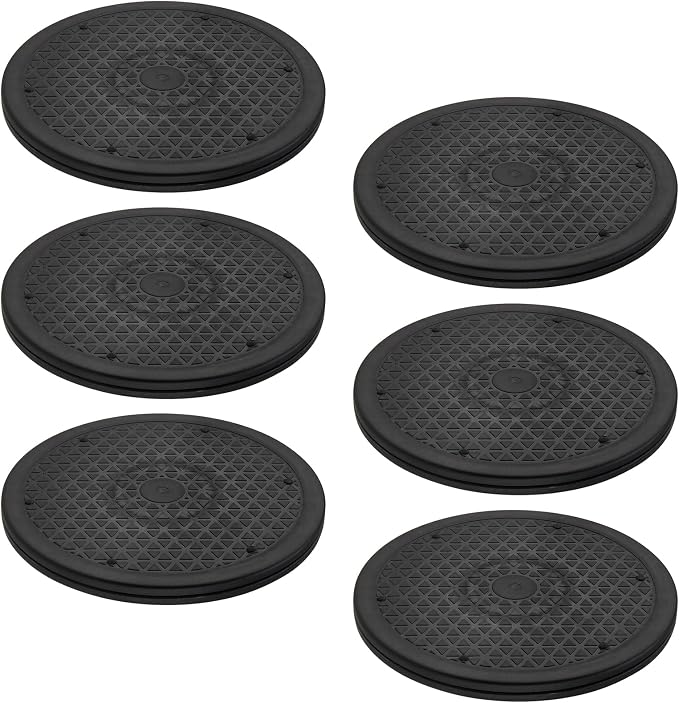 MUKCHAP 6PCS 10 Inch Rotating Swivel Stand, 360 Degree Black Bonsai Turntable with Steel Ball, Rotating Displaying Stand for Table Top, Monitor, Plant