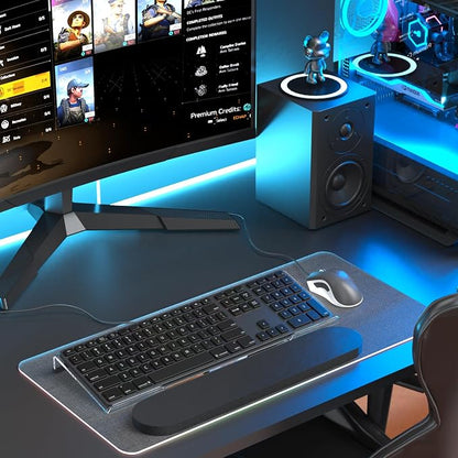 Richboom Ergonomic Computer Keyboard Stand - Tilt PC Keyboard Stand Riser for Easy Typing, Acrylic Keyboard Tray Holder for Office Desk, Home, School, with Silicone Anti-Slip Case, Clear