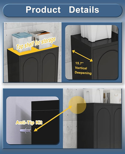 75" Tall Black Metal Storage Cabinet with 2 Doors and 4 Adjustable Shelves, Heavy Duty Steel Pantry Cabinet for Garage, Home Office, Kitchen and Laundry Room, Freestanding Utility Cupboard