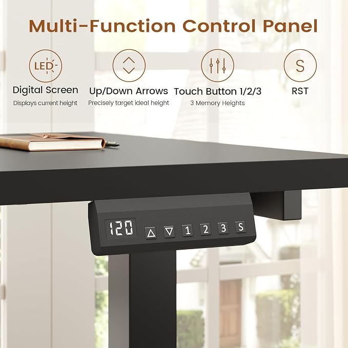 SEDETA L Shaped Electric Standing Desk with 7 Drawers, 63"×55.1" Height Adjustable Stand Up Desk with Power Outlets, 28.3"-47.2" Sit Stand Desk with Storage Shelves, 3 Memory Presets, Black