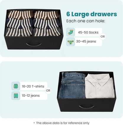 DUMOS 8 Drawer Dresser for Bedroom, Fabric Storage Organizer with Sturdy Metal Frame, Wooden Top Chest of Drawers for Closet Entryway Guest Room,Matte Black