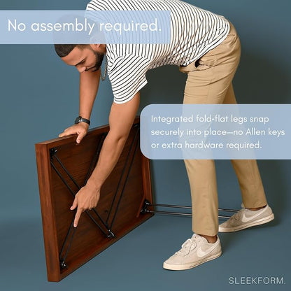 Sleekform Wooden Folding Desk - Lightweight Small Portable Writing Table, Foldable Table, Desk for Small Bedroom Spaces and Home Office - No Assembly Required