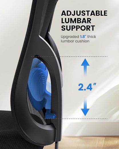 NOBLEWELL Ergonomic Office Chair with Padded Lumbar Support, 2D Headrest, Adjustable Armrests, Upgraded Contoured Seat Cushion, 130° Rocking Tilt, Computer Gaming Chair for Home Office, Pack of 3