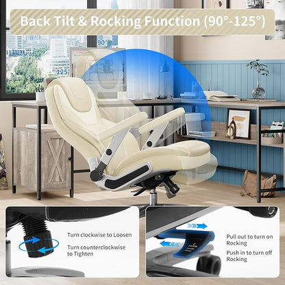 Big and Tall Office Chair with 5D Arms, Fabric & PU Leather Heavy Duty Desk Chair, Adjustable Lumbar Support & Height, Tilt Function, High Back Ergonomic Executive Computer Chair