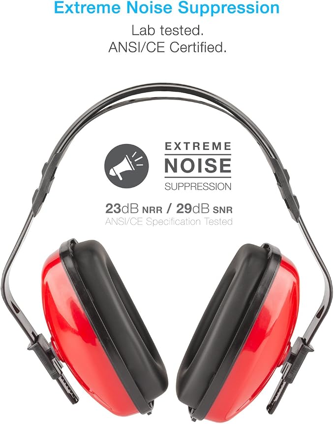 Cyber Acoustics Professional Safety Lightweight Ear Muffs for Hearing Protection and Noise Reduction