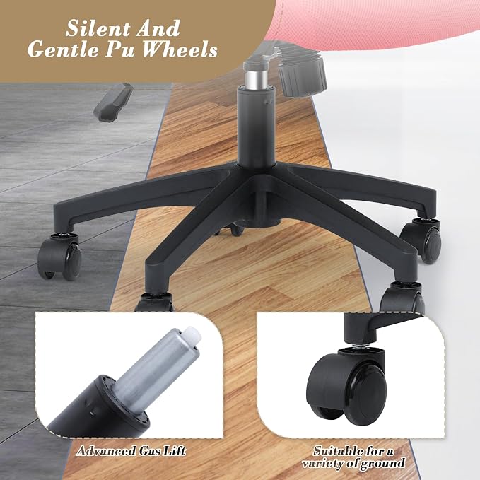 Office Chair Ergonomic - Mesh Desk Chair with Lumbar Support & Wide Seat (300Lbs Capacity) Adjustable Height, Swivel Wheels - for Home Office, Gaming, Bedroom