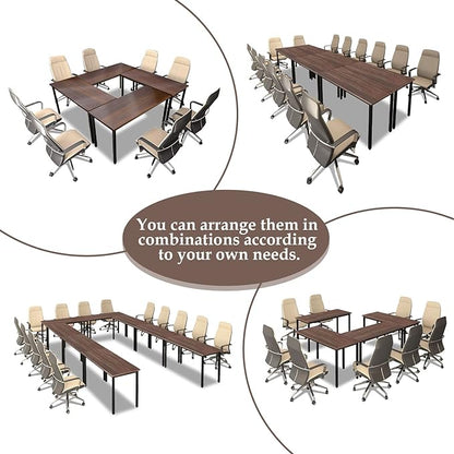 Bonzy Home Conference Tables 23ft Office Computer Desk for Meeting Room Study Writing Printer Podcast Table for 24 People Rustic Walnut 10PCS 275.5"x47.2"x29.5"