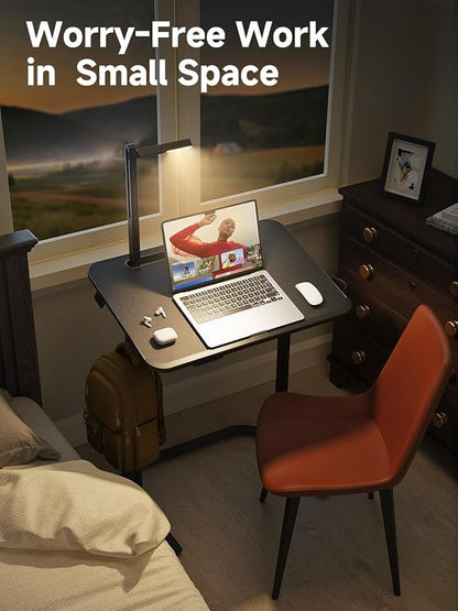 SAIJI XXL Extra Large TV Tray Table，Height & Tilt Adjustable Heavy Duty TV Trays for Eating, Working, Writing,Drawing, Recliner Table Couch Desk with LED Light, Cup Holder, Bookstand