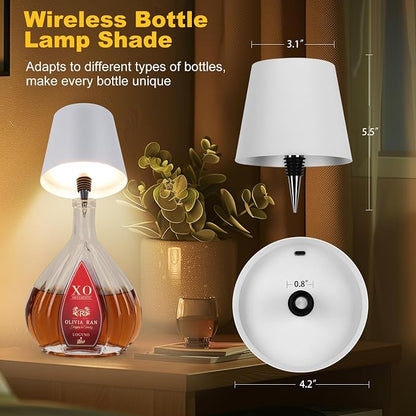Wireless Bottle Lamp,2026 New 3 Color Rechargeable Wine Bottle Lights for Bars Restaurants,Bedroom and Party Decor,LED Bottle Lights for Liquor & Wine Bottles (White, 1pc)
