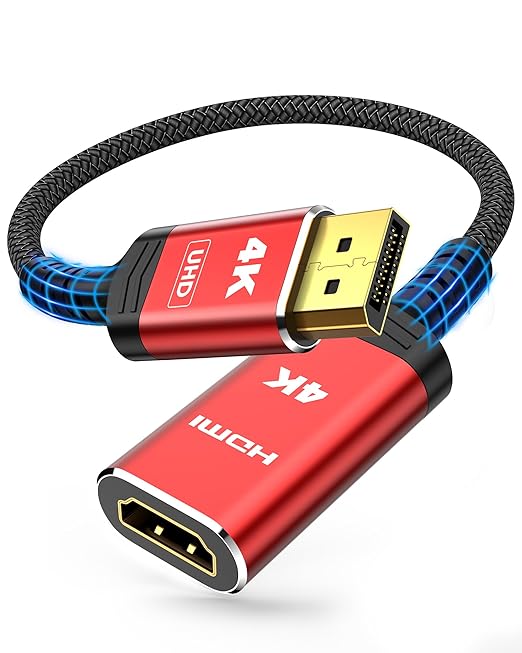 Highwings 4K DisplayPort to HDMI Cable Adapter, DP to HDMI Cable Uni-Directional UHD (2K 60Hz, 1080p 120Hz), Display Port Male to HDMI Female Passive, Monitor Converter for Computer, GPU, AMD, NVIDIA