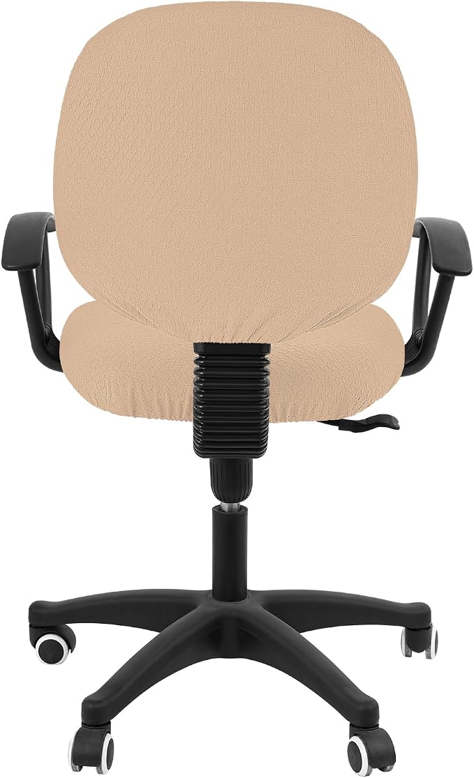 Smiry Stretch Jacquard Office Computer Chair Covers, Removable Washable Universal Desk Rotating Chair Slipcovers Protector, Seat + Backrest Cover, Khaki