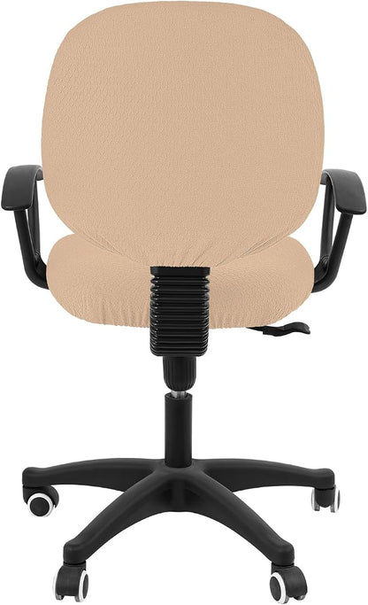 Smiry Stretch Jacquard Office Computer Chair Covers, Removable Washable Universal Desk Rotating Chair Slipcovers Protector, Seat + Backrest Cover, Khaki