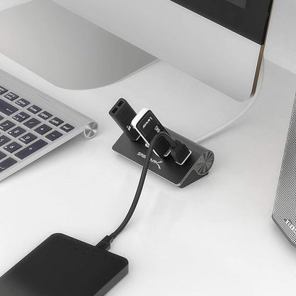 SABRENT 4-Port USB 3.0 Hub Aluminum Portable Data Hub with 2.5ft USB 3.0 Cable for iMac, MacBook, MacBook Pro, MacBook Air, Mac mini, or Any PC [Black] (HB-MC3B)