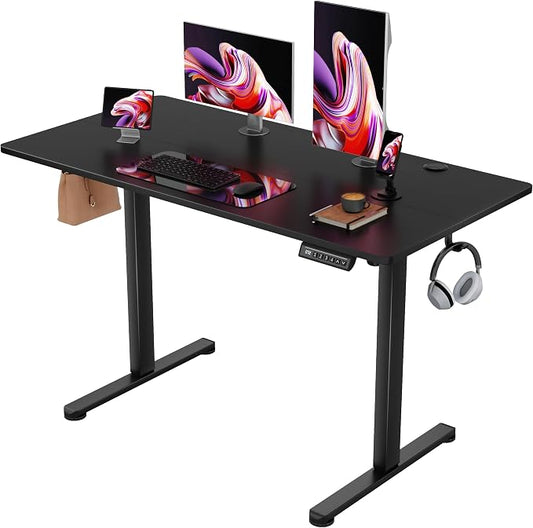 Furmax Electric Standing Desk, 45 x 24 Inches Sit Stand up Desk, Sit Stand Height Adjustable Home Office Desk with 4 Height Position Memory (Black, 45)