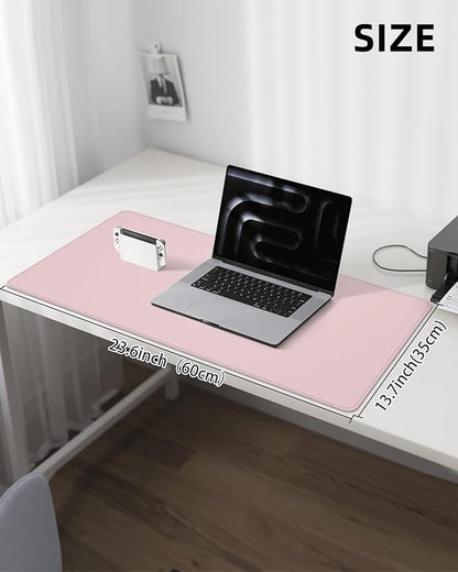 AFIING Desk Pad Protector 23.6" x 13.7" - Non-Slip Waterproof PU Leather Desk Mat for Mouse, Keyboard, Laptop, Office and Home Workspace (Light Pink)