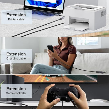 USB 3.0 Extension Cable 0.65ft,5Gbps USB extension Cable,A to A usb extension Cable for USB sticks,card readers,keyboards,printers,scanners,cameras,mice,headsets,usb hubs,printers,webcams,PS5/4