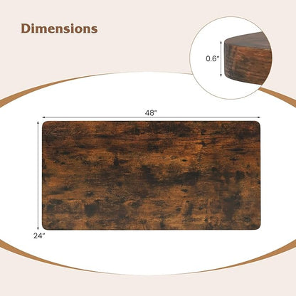 Giantex Universal Wood Table Top, 48 x 24 inch One-Piece Desktop & Sit to Stand Height Adjustable Home Office Desk Frame, Rectangular Workbench Top Board, Countertop DIY, Coffee Bar Tabletop, Brown