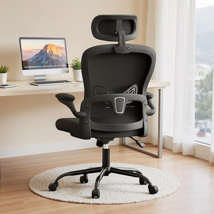 Furmax Ergonomic Office Chair Executive High Back Computer Desk Chair with 3D Headrest, Adjustable Lumbar Support Armrests for Home Office (Black)
