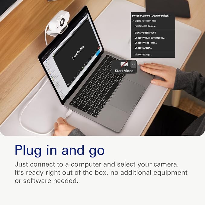 Elgato Facecam Neo, Full HD Webcam with Privacy Shutter | 1080p60 true HD video, HDR enabled, Plug and play setup, Easy-slide shutter, Zero-plastic packaging, USB-C