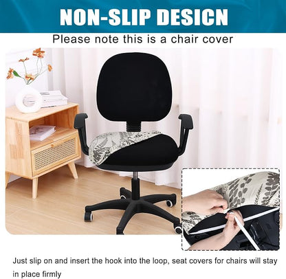 Smiry Printed Office Computer Chair Seat Covers, Stretch Fit Universal Desk Rotating Chair Cover Washable Removable Seat Cushion Protectors - Sage Gray