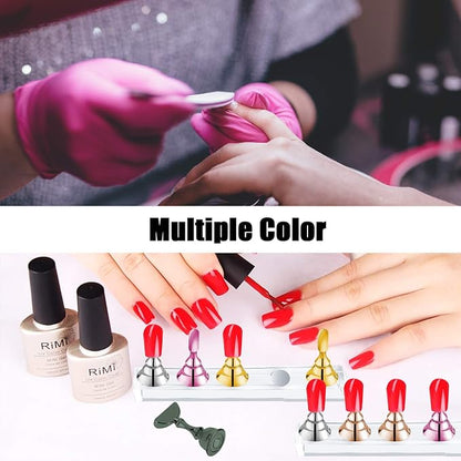 JUSTOTRY 4 Sets Pink Nail Stand for Press on Nails Display, Magnetic Fake Nails Holder for Painting Nails Practices, Beginner Acrylic Nail Art Kit Accessories, Nail Salon Equipment and Decor