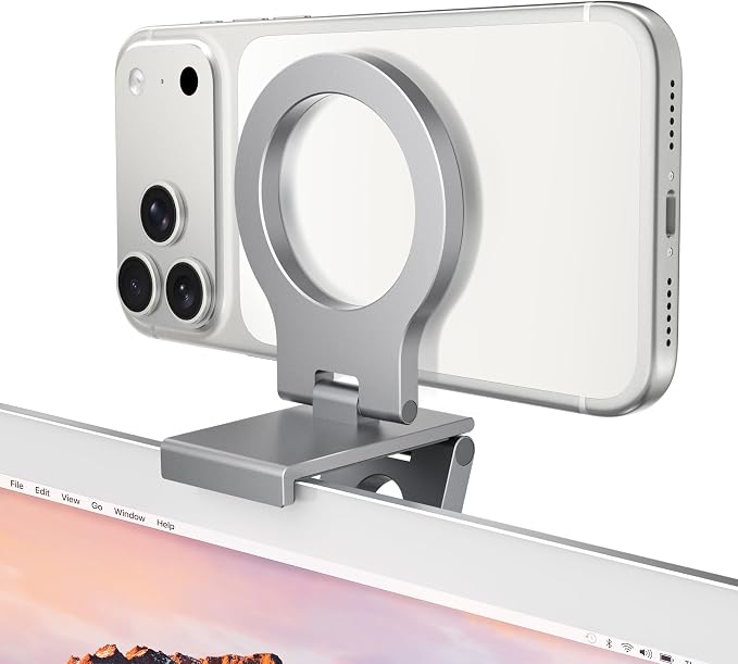 Itramax Continuity Camera Mount for iMac&Desktop Monitor,Magnetic iPhone Webcam Stand,Adjustable Phone Webcam Holder for MagSafe iPhone 17 Pro/16/15/14/13/12/11/XR/XS,Mac,Apple TV 4K,Studio Display