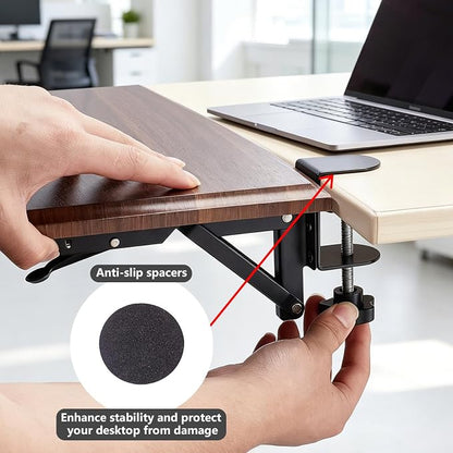 2set Under Desk Keyboard Trays Support Bracket Adjustable Desktop Extension Board Stand Clamp on Keyboard Holder Arm Rest Tray Extension Plate Support Rack for Desk (NO Tray)