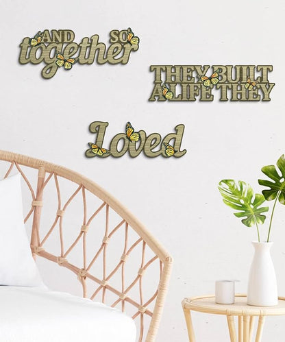 Putuo Decor Rustic Wall Art Set with Butterfly Accents “Together They Built A Life They Loved” Farmhouse Living Room Bedroom Entryway Decor