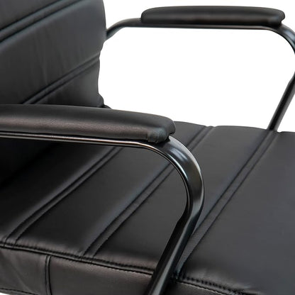 Flash Furniture Whitney Mid-Back Swivel LeatherSoft Desk Chair with Padded Seat and Armrests, Adjustable Height Padded Office Chair, Black