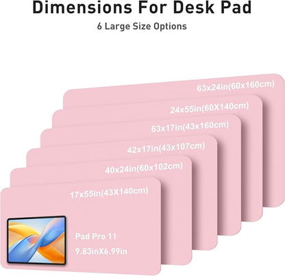 Aothia Faux Leather Desk Mat - Large Mouse Pad, Non-Slip PU Leather Blotter, Waterproof Writing Surface for Office and Home (Fairy Pink, 42" x 17")