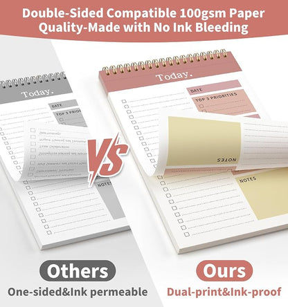 104 Pgs To Do List Notepad, 52 Undated Sheets Duplex-printed Daily Planner For Work Home School Office Desk Accessories Supplies & Goal Setting Tasks -Pink