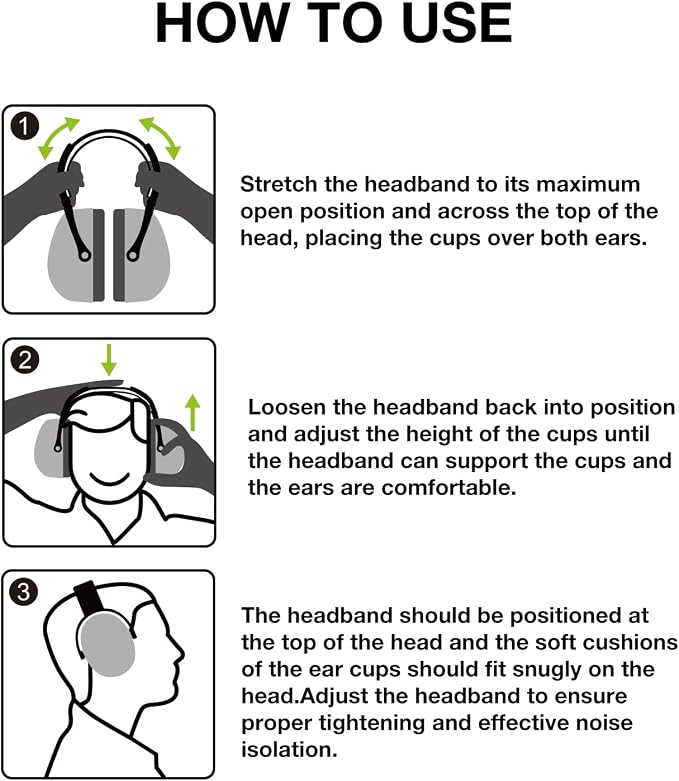 LYSIAN 31dB Hearing Protection Earmuffs, Foldable Adjustable Safety Ear Muffs for Shooting, Construction, Lawn Mowing, Adults