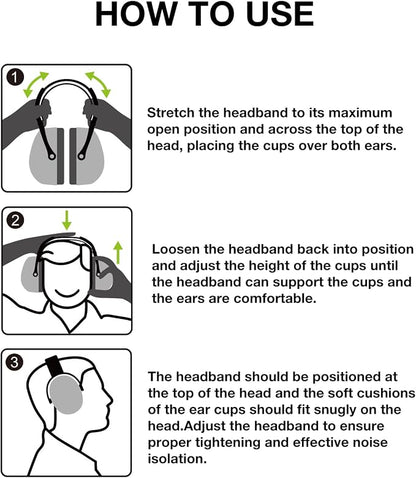 LYSIAN 31dB Hearing Protection Earmuffs, Foldable Adjustable Safety Ear Muffs for Shooting, Construction, Lawn Mowing, Adults