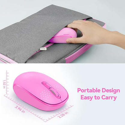 TECKNET Wireless Mouse for Laptop, 2.4G Quiet Computer Mouse with USB Receiver, 4 Buttons Portable Cordless Mice for Chromebook, Laptop, PC, Mac, 800/1200/1600 DPI