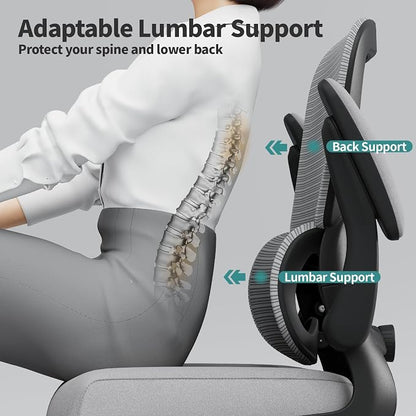 TRALT Office Chair - Ergonomic Desk Chair with Adjustable Lumbar Support, Mesh Computer Chair, Executive Chair for Home Office Comfortable Lumbar Support (Fog Gray)
