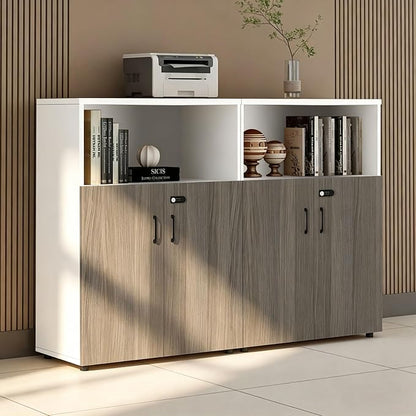 File Cabinet with Password Lock, Wood Lateral Filing Cabinet for Letter/A4 Files, 3 Drawer with Door, Printer Stand with Open Shelves for Home Office