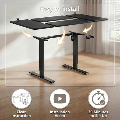 Electric Standing Desk 70 x 27 Inches Adjustable Height Sit Stand Up Desk for Home Office Computer Desk Memory Preset with Wheels, Black